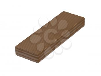 Chocolate covered wafer, isolated on white background