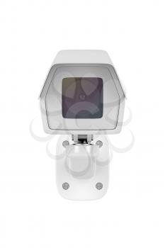 Front view of surveillance camera, isolated on white background