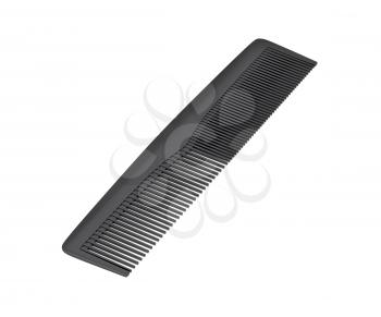 Black hair comb on white background