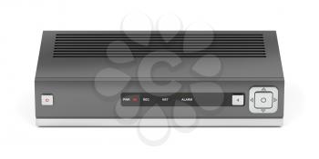 Digital video recorder or iptv receiver on white background, front view