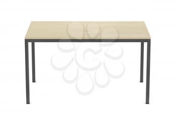Wooden dining table on white background