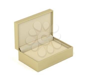 Empty beige box for jewelry or gifts on white background 