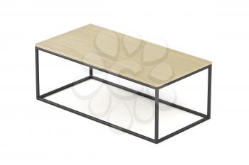 Wooden coffee table on white background