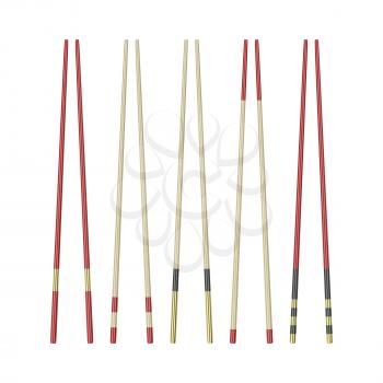 Collection of different wooden chopsticks, isolated on white background 