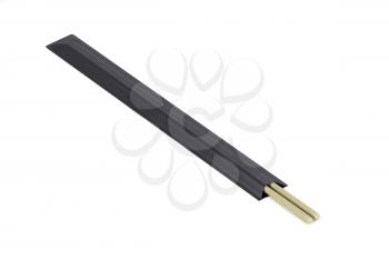 Wood chopsticks with black paper packaging