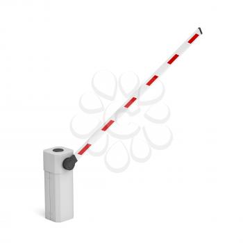 Open boom barrier on white background