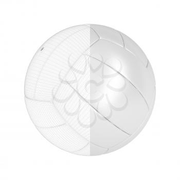 3D render of volleyball ball with visible wire-frame