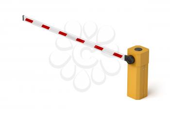 Automatic boom barrier on white background
