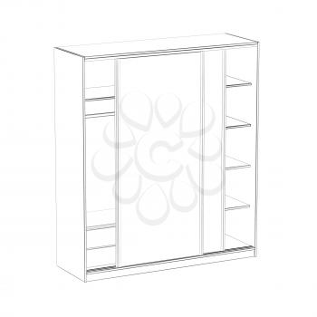 3d wire-frame model of wardrobe with sliding doors
