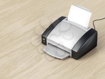 Color inkjet printer on wooden desk