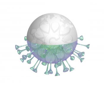 Concept illustration with planet earth and virus
