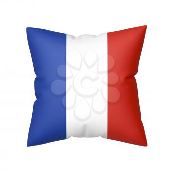 Pillow with the flag of France, isolated on white background