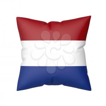 Pillow with the flag of the Netherlands, isolated on white background