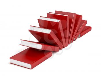 Group of red books on white background