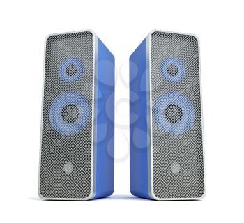 Stereo computer speakers on white background