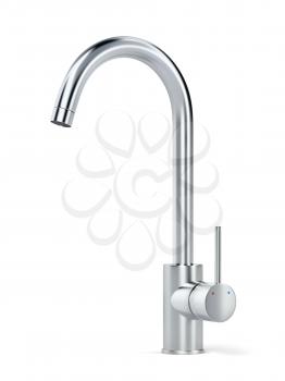Chrome faucet on white background