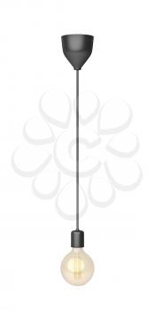 Pendant lamp with LED light bulb, isolated on white background
