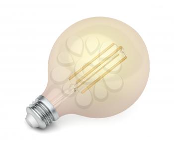Decorative LED bulb with warm white color temperature on white background
