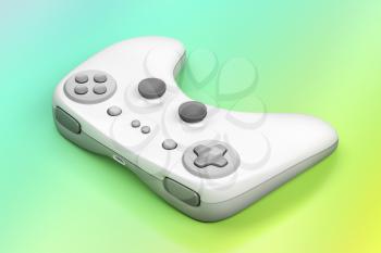 White wireless gamepad on colorful background