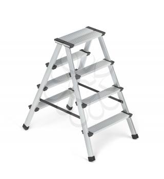 Aluminum ladder on white background