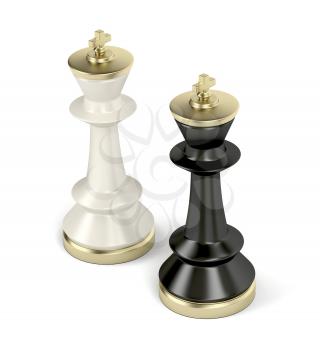 Black and white chess kings on white background