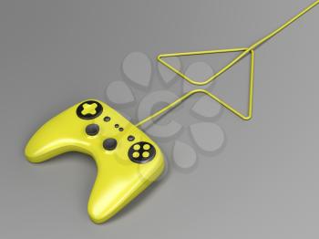 Bright colored gaming controller on gray background