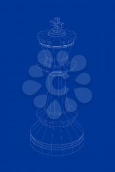 3d wire-frame model of king chess piece