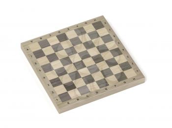 Wooden chess board on white background