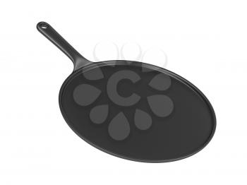 Cast iron pancake pan isolated on white background