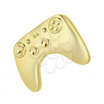 Golden gaming controller isolated on white background