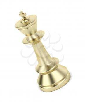 Golden chess king on white background