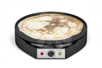 Electric pancake maker on white background