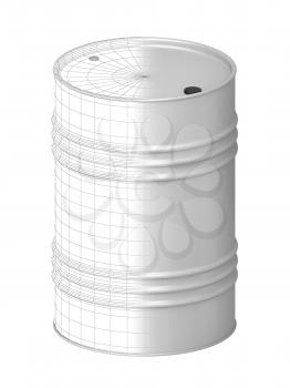 3D render of oil drum with visible wire-frame