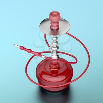 Red colored hookah with silver elements