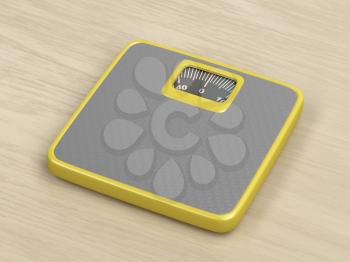Analog weight scale on the wood floor