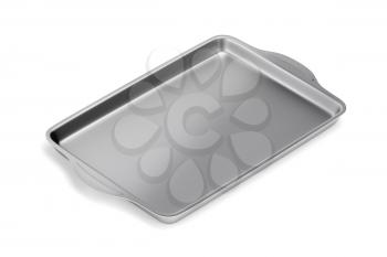Silver baking pan on white background