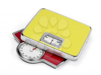 Two weighing scales with different design on white background