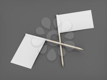 Two blank toothpick flags on gray background