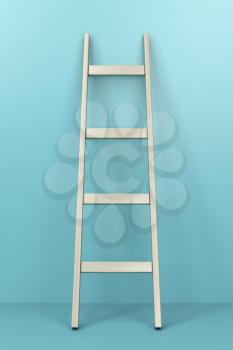 Wooden ladder leaning against the wall