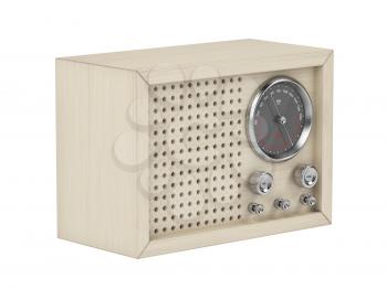 3D model of retro styled radio with visible wire-frame, isolated on white background