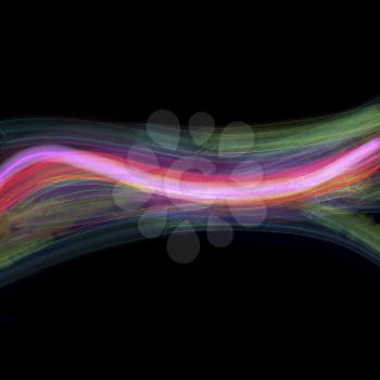 Abstract wavy background with colorful lines on black