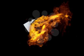 Burning paper with dark background, 3d rendering. Computer digital drawing.