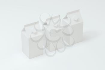 Blank milk box with white background, 3d rendering. Computer digital drawing.