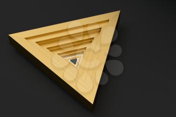 Polished triangle metal frame, 3d rendering. Computer digital drawing.