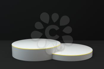 Empty round showcase, product presentation background, 3d rendering. Computer digital drawing.