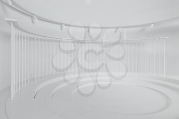 Empty round room, luxury showcase room, 3d rendering. Computer digital drawing.