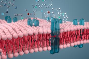 Cell membrane and biology, biological concept, 3d rendering. Computer digital drawing.