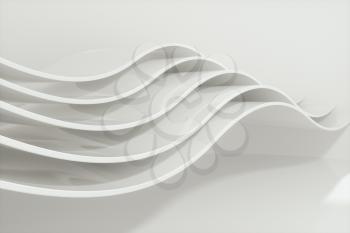 White curve surface, bright business background, 3d rendering. Computer digital drawing.