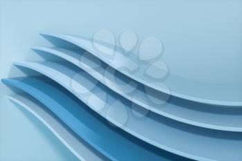 Blue curve surface, bright business background, 3d rendering. Computer digital drawing.