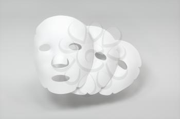 White mask, skin care concept, 3d rendering. Computer digital drawing.